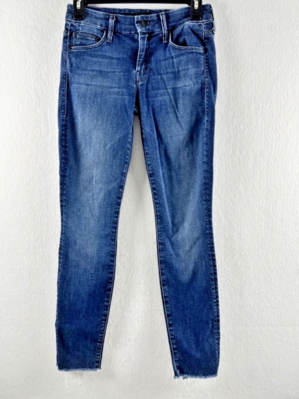 Mother The Looker Ankle Fray Jeans Size 25 Twilight Magic Blue Skinny Raw Hem